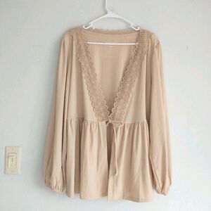 Torrid Cream Lace Trim Cardigan